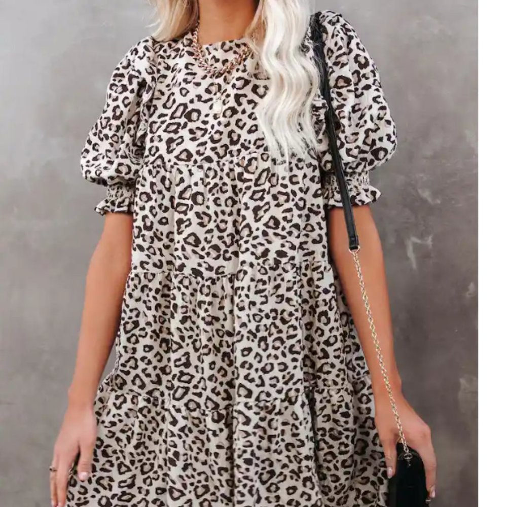 Vici Leopard Babydoll Dress - Size Med